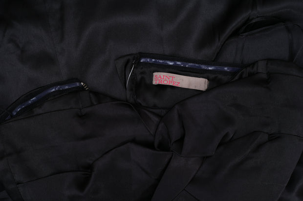 Saint Tropez Pleated Solid Black Tube Mini Dress XS
