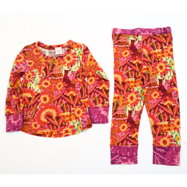 Anthropologie Roeqiya Kids Girls Floral Printed Top & Pants Set 3 Years