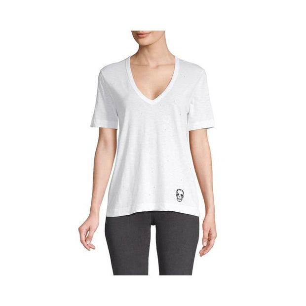 Zadig & Voltaire Wassa Holes Stamp Skull T-Shirt Top