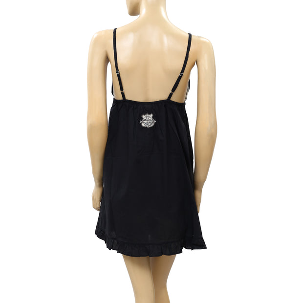 Odd Molly Anthropologie Lace Black Slip Mini Dress S 1