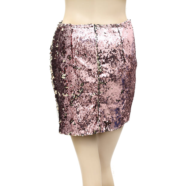 Topshop Sequin Drape Pensil Mini Skirt S6