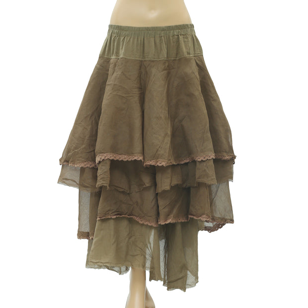 Ewa I Walla Lagenlook Tiered Tine Layered Banded Skirt M