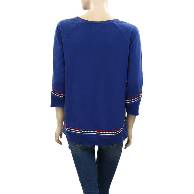Lucky Brand Lotus Scottsdale Embroidered Pullover Top M