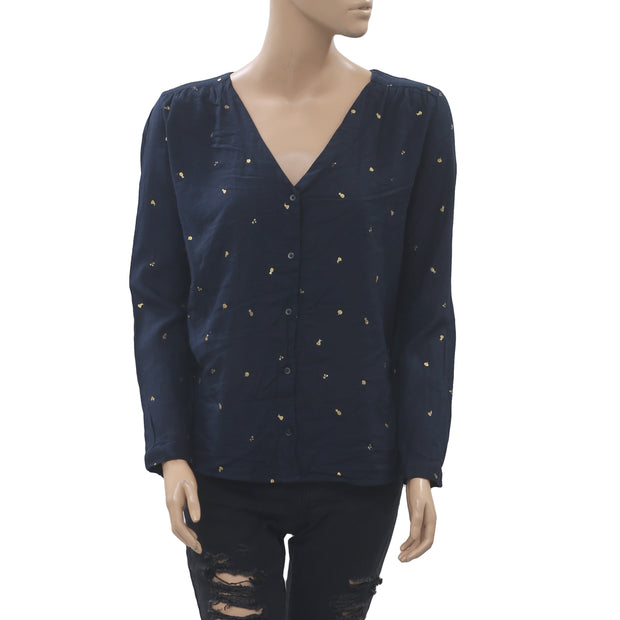 Des Petits Hauts Romane Frutti 印花系扣海军蓝上衣