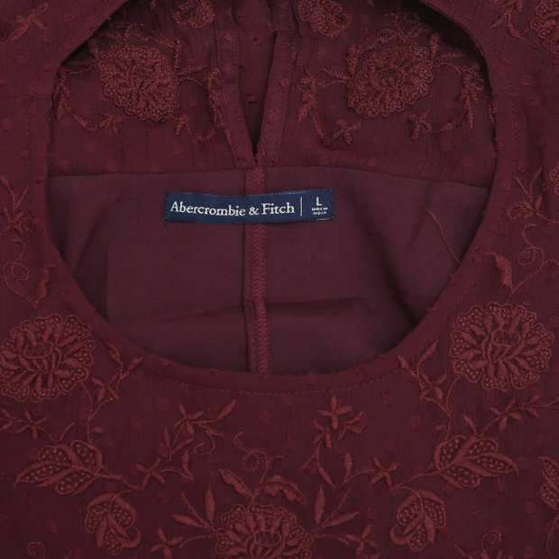 Abercrombie & Fitch Floral Embroidered Clipped Mini Dress L