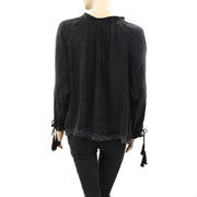 Zadig & Voltaire Theresa Beaded Black Blouse Top S
