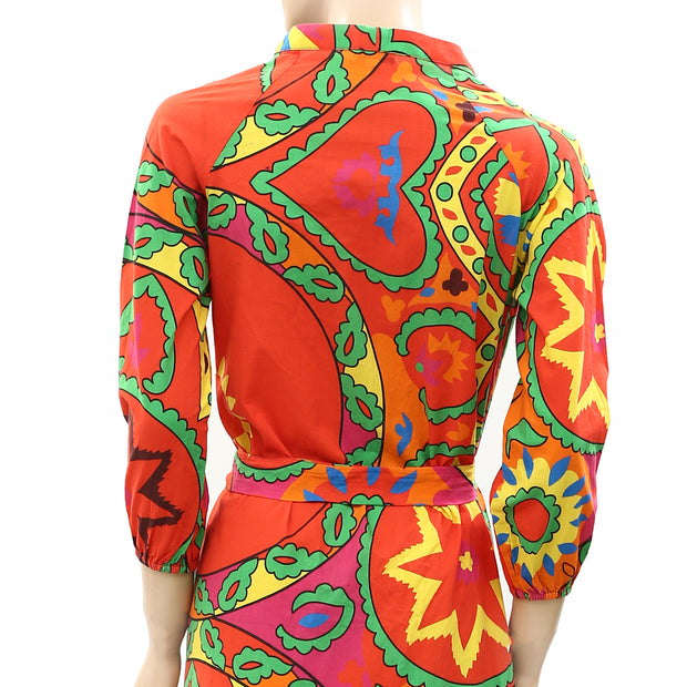 Rhode Resort Lena Wrap Floral Printed Wrap Midi Dress XS