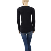 Zadig & Voltaire Tunic Button Solid Black T-Shirt Top