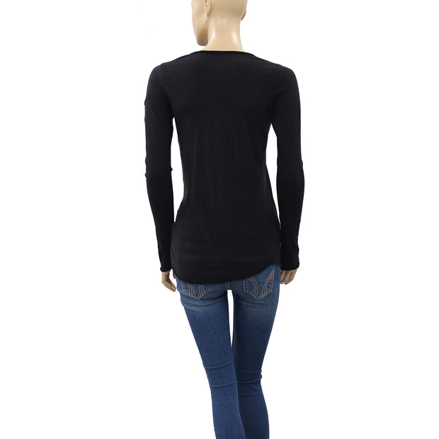Zadig & Voltaire Tunic Button Solid Black T-Shirt Top