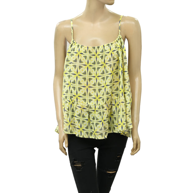 Anthropologie Beachy Ruffled Printed Cami Blouse Top L