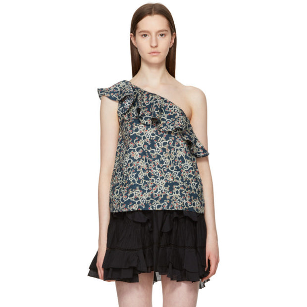 ISABEL MARANT ÉTOILE Thomy 一肩印花衬衫上衣 M-38