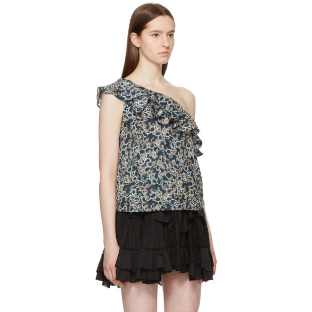 ISABEL MARANT ÉTOILE Thomy 一肩印花衬衫上衣 M-38