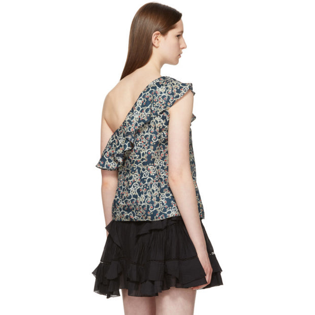 ISABEL MARANT ÉTOILE Thomy 一肩印花衬衫上衣 M-38