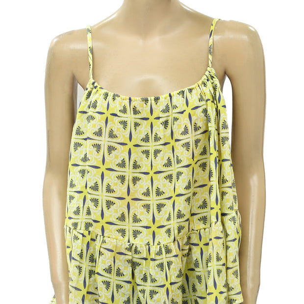 Anthropologie Beachy Ruffled Printed Cami Blouse Top L