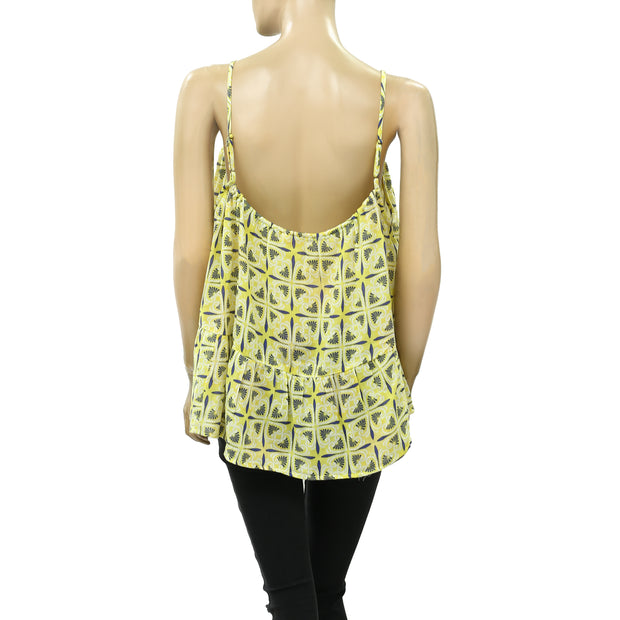 Anthropologie Beachy Ruffled Printed Cami Blouse Top L
