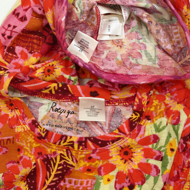 Anthropologie Roeqiya Kids Girls Floral Printed Top & Pants Set 3 Years