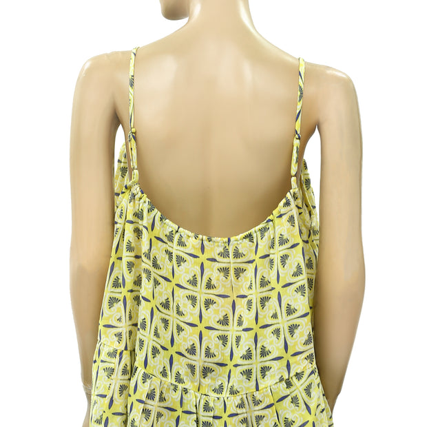 Anthropologie Beachy Ruffled Printed Cami Blouse Top L