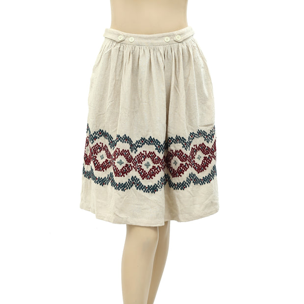 Belair Women Embroidered Beige Skirt  S