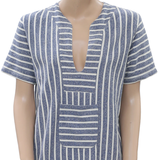 Anthropologie Striped Printed Blouse Top M