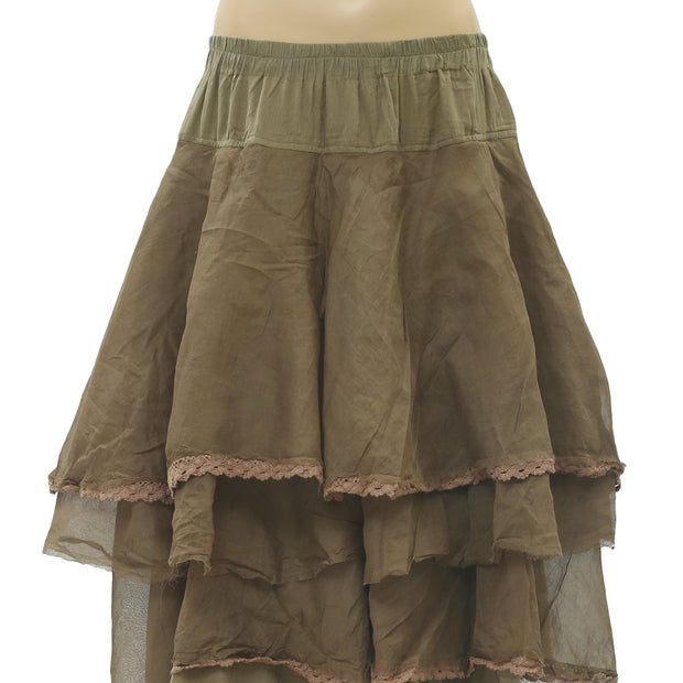 Ewa I Walla Lagenlook Tiered Tine Layered Banded Skirt M