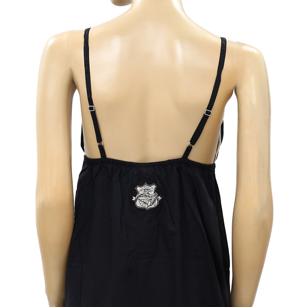 Odd Molly Anthropologie Lace Black Slip Mini Dress S 1