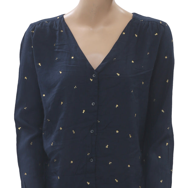 Des Petits Hauts Romane Frutti 印花系扣海军蓝上衣