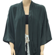 Closed Floral Embroidered Coverup Tunic Top Kimono S