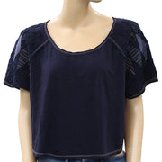Free People Crochet Lace Cropped Blouse Top M