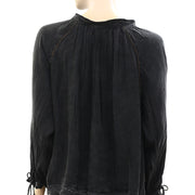 Zadig & Voltaire Theresa Beaded Black Blouse Top S