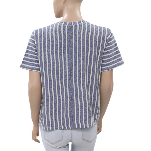 Anthropologie Striped Printed Blouse Top M