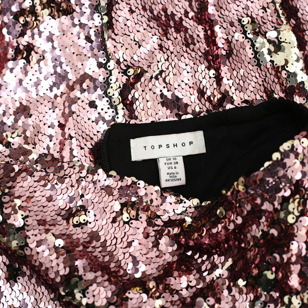 Topshop Sequin Drape Pensil Mini Skirt S6