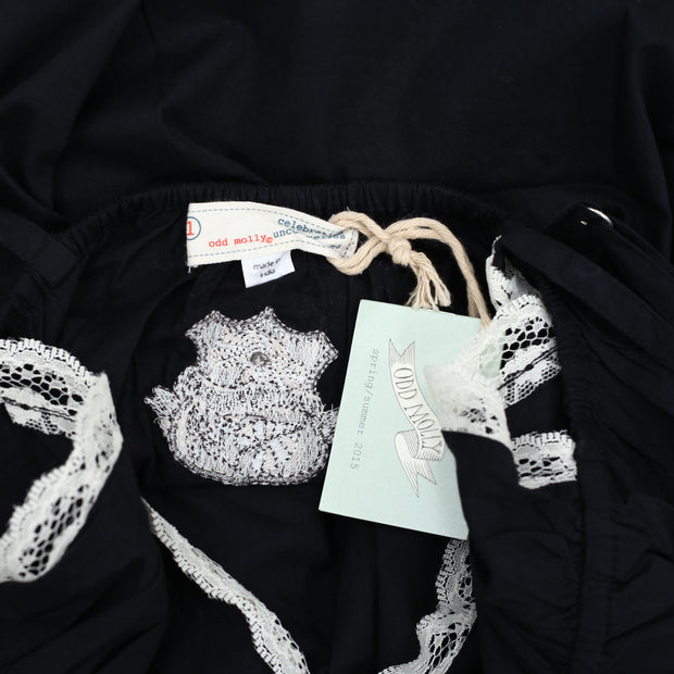 Odd Molly Anthropologie Lace Black Slip Mini Dress S 1