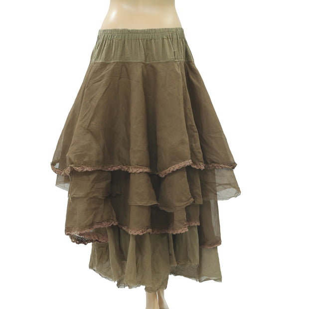 Ewa I Walla Lagenlook Tiered Tine Layered Banded Skirt M