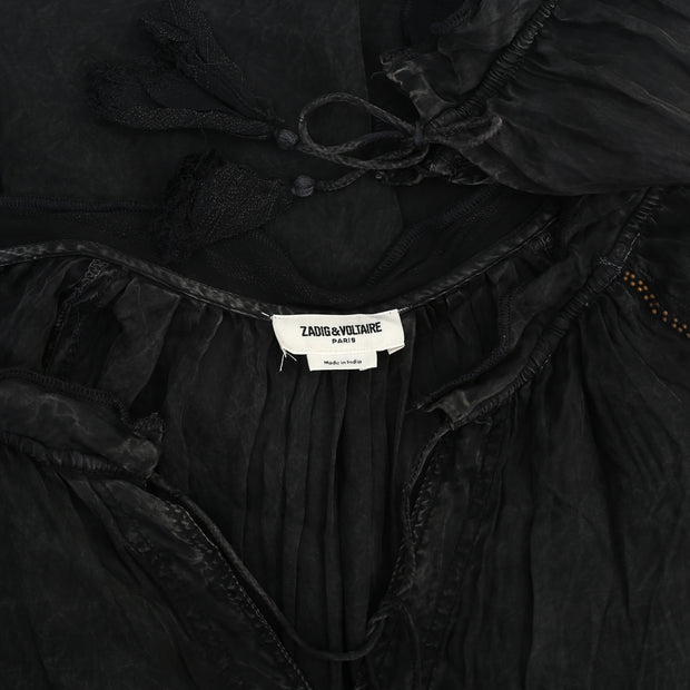 Zadig & Voltaire Theresa Beaded Black Blouse Top S
