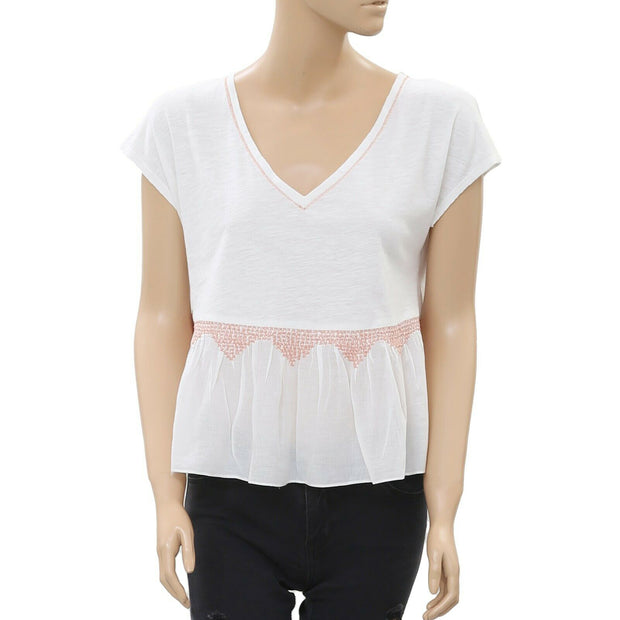 Lilka Anthropologie Embroidered Crop Blouse Top S