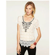 Lucky Brand Beaded Lace Blouse Top S