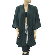 Closed Floral Embroidered Coverup Tunic Top Kimono S