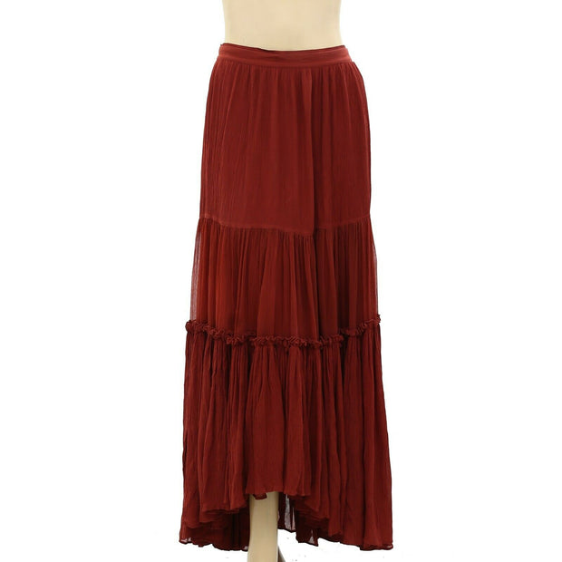 All Saints Gabi Solid Tiered Christmas Maxi Skirt M