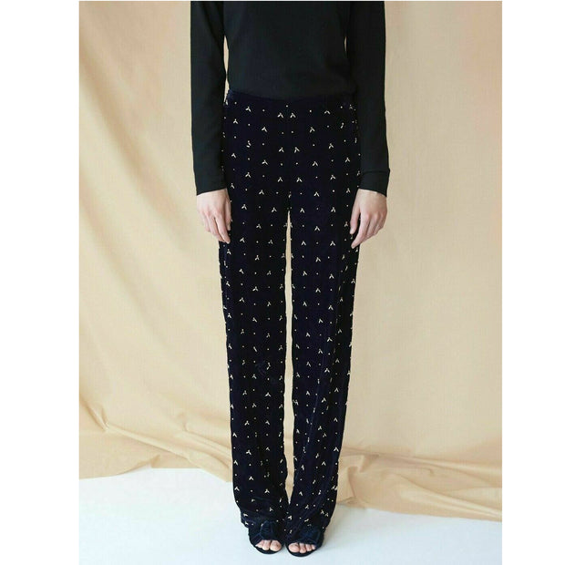 Hoss Intropia Anthropologie Metal Beads Velvet Trouser Pants XS