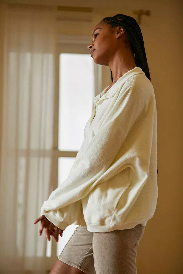Out From Under Urban Outfitters Jacintha Reverse Henley Sweatshirt Top