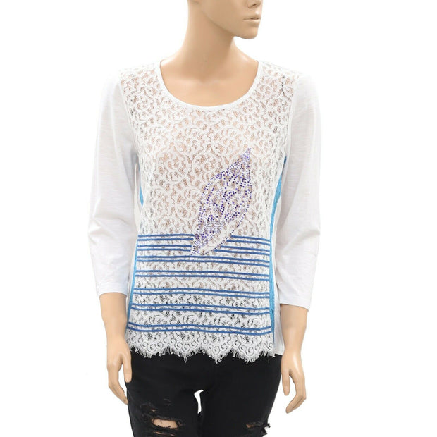 Anthropologie 装饰白色衬衫上衣 M