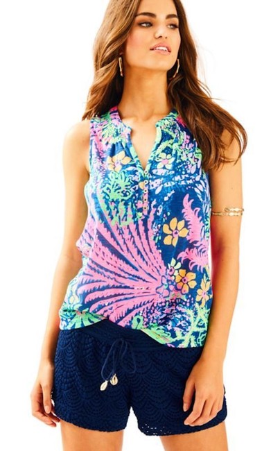 Lilly Pulitzer Essie Indigo All Glow Tank Blouse Top