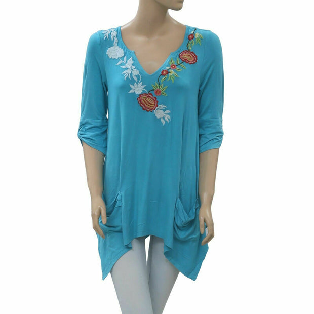 Caite Anthropologie Floral Embroidered Tunic Top S