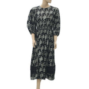 Topshop Metallic Floral Midi Dress S
