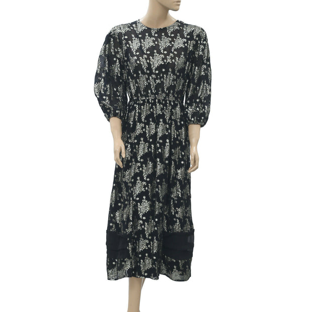 Topshop Metallic Floral Midi Dress S