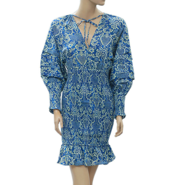 Rhode Anya Smocked Floral Printed Mini Dress