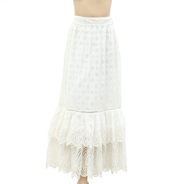 Ulla Johnson Eyelet Embroidered Maxi Long Skirt