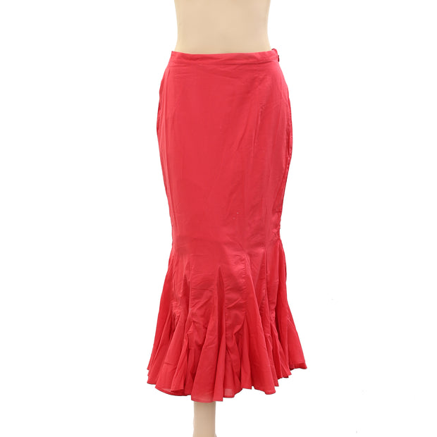 RHODE RESORT Sienna Fishtail Cotton Midi Skirt M