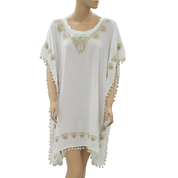 Mai 68 Shimmer Pom Pom Embroidered Mini Dress XS