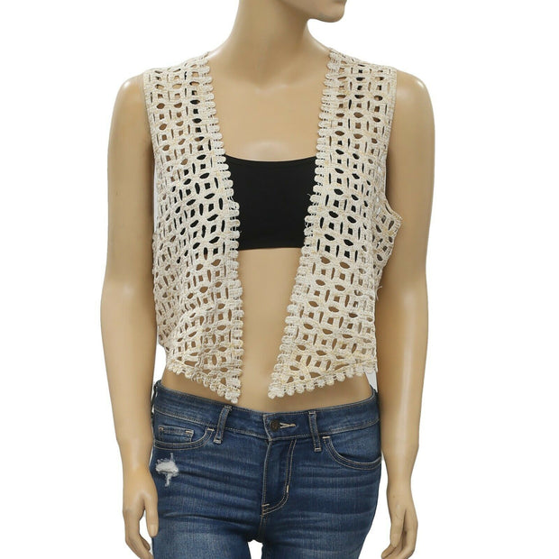 Chico's Crochet Shimmer Printed Shrug Coverup Top